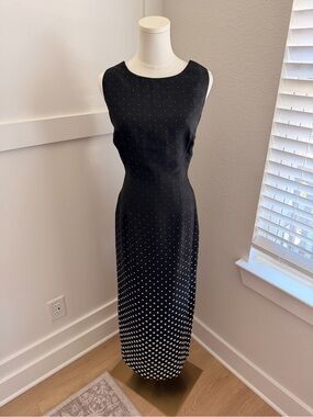 Maggy London Black & White Polka Dot Midi Dress – Size 10